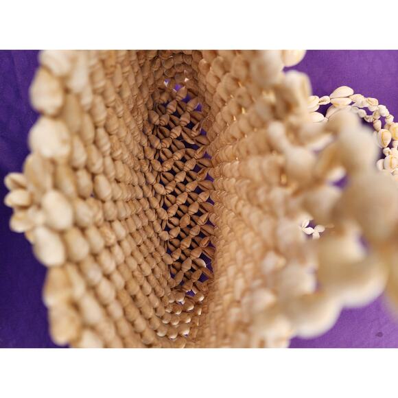 Vtg Unique Handmade Cowrie Seashell Handbag Shoulder Boho Beach Fairy Purse - Picture 4 of 8